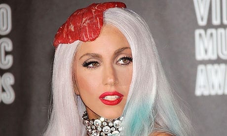 Picture of Lady Gaga wearing meat