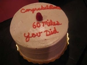 Cake spelling mistake: "60 miles you did"