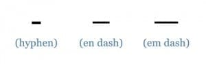Punctuation marks dashes