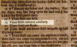 Mistake reads: Thou shalt commit adultery