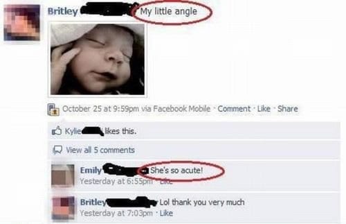 Funny facebook mistake, "My Angel"