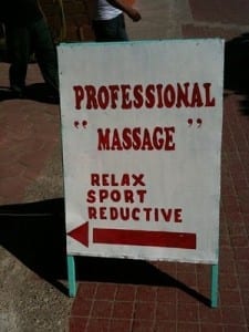 Reads: Professional "massage."