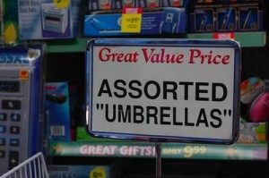 Reads: assorted "umbrellas"