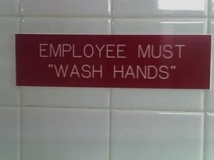 Reads: Employee must "wash hands"