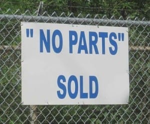 Reads: "no parts" sold