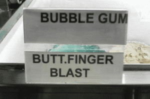 Reads: "Butt.Finger Blast"