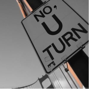 Sign reads: No. U turn.