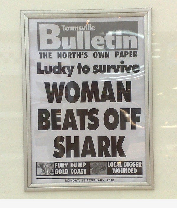 Reads: Women beats off shark