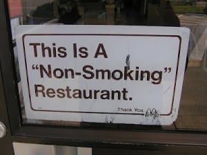 Sign reads: "this is a 'non-smoking' restaurant"