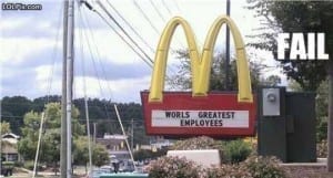 Misspelt macdonalds sign