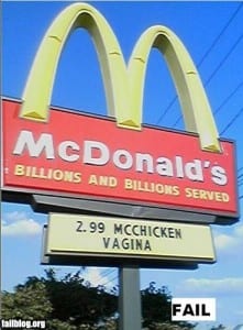 Mcdonalds sign reads incorrectly