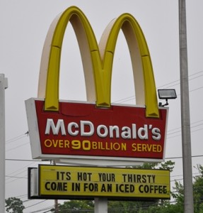 Completely misspelled mcdonalds sign