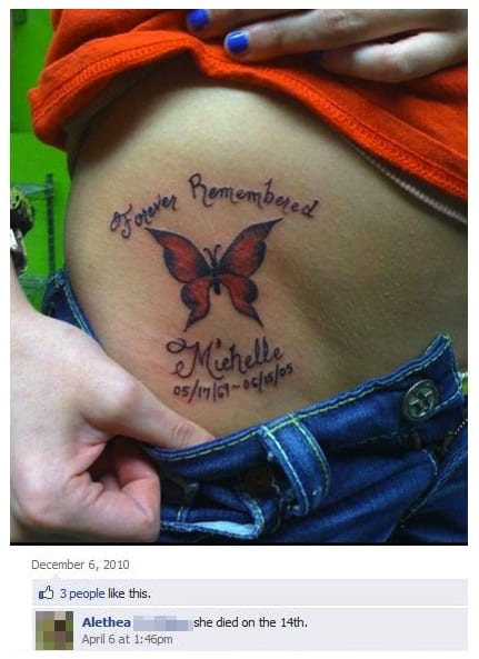 Unforgivable spelling mistakes: tattoo is misspelt