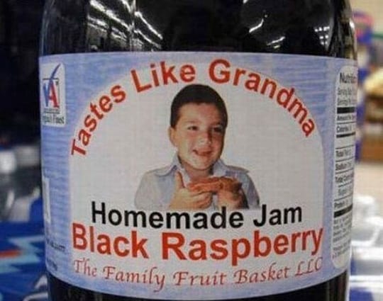 Slogan reads: "tastes like grandma"