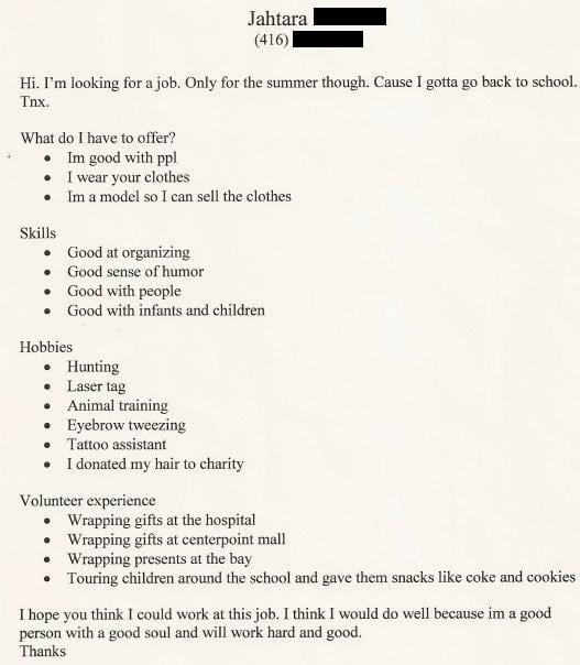 Funny cover letter example eleven