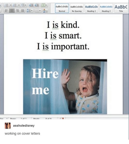 being funny in cover letter