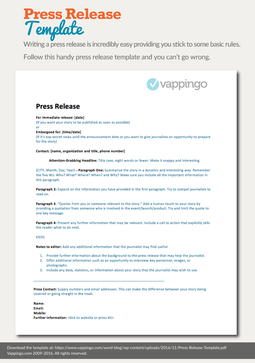 free press release template
