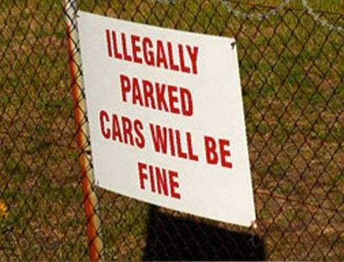 Proofreading error reads: "Illegal cars will be fine."