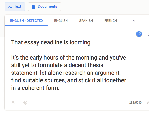 Using Google Translate to proofread essays