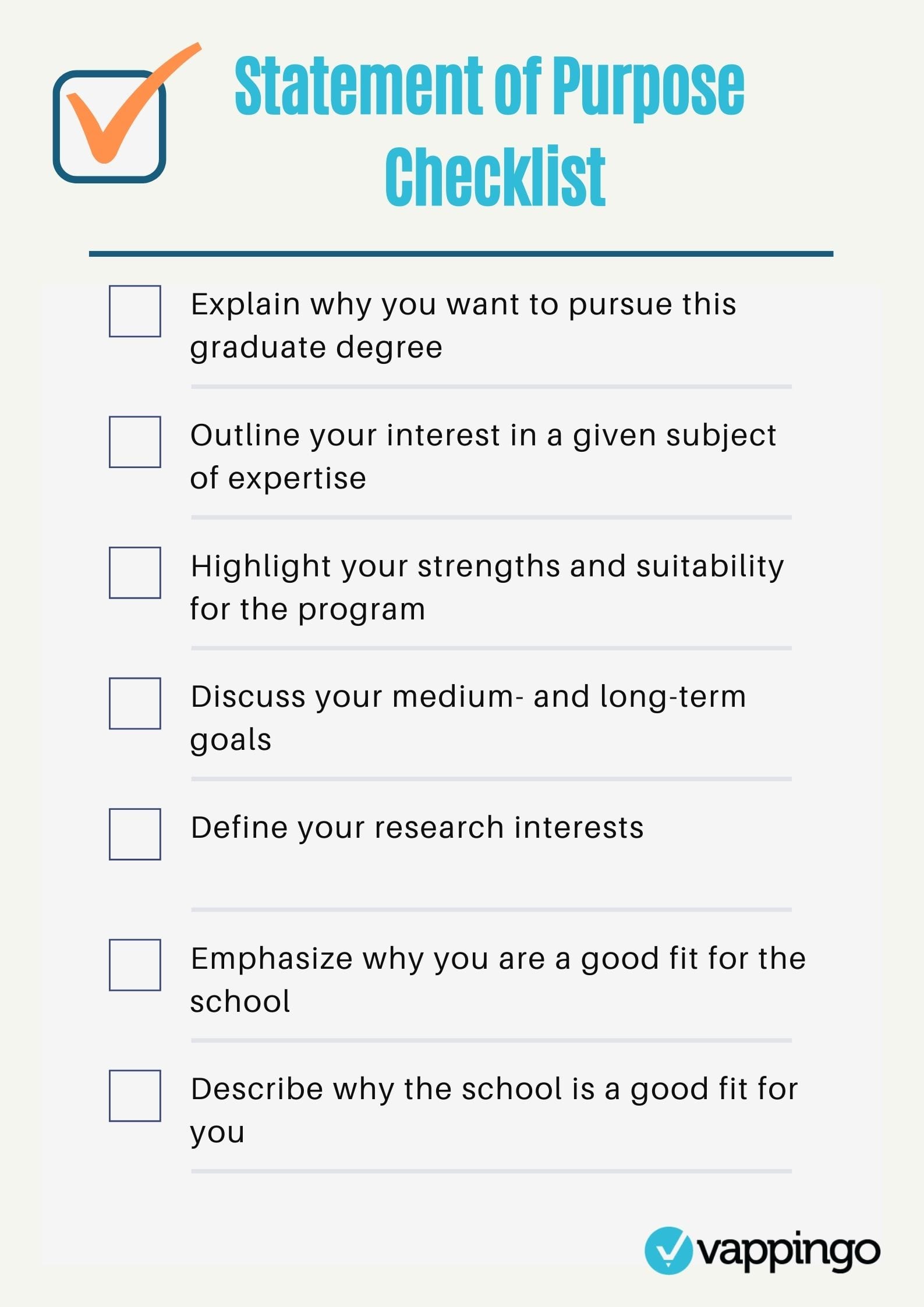 checklist for personal statement