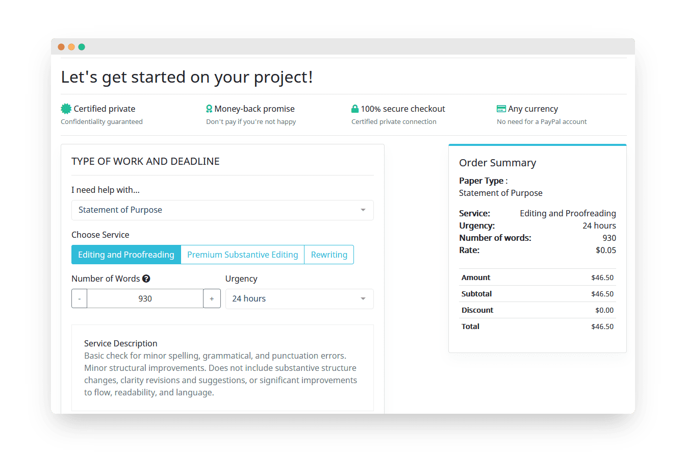 image of inputting proofreading requirements