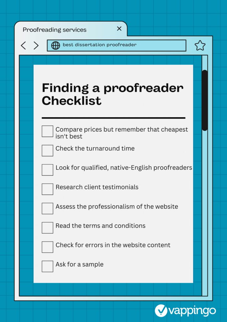 A checklist to help you find the best dissertation proofreader