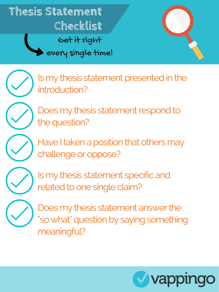 An example of a thesis statement checklist