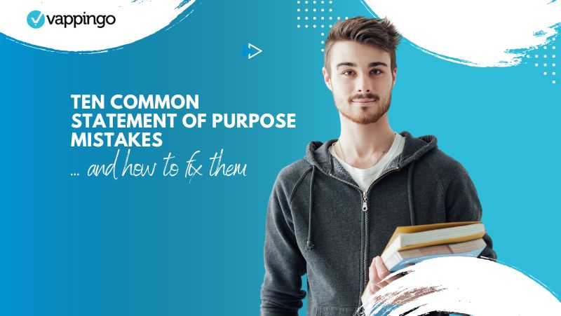 Image reads: Ten common statement of purpose mistakes and how to fix them