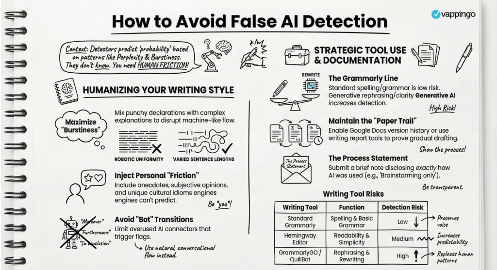 An infographic showing methods of avoiding AI detection