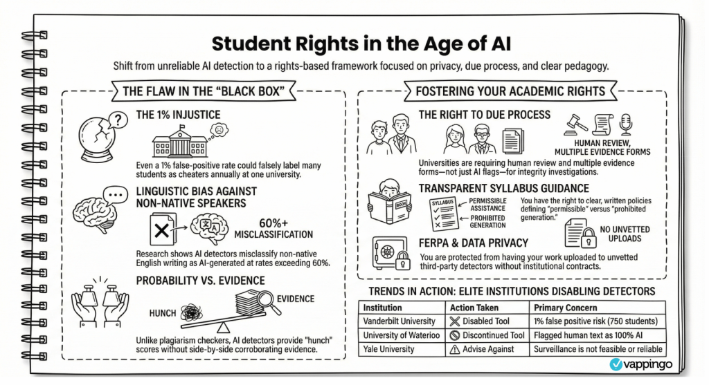 An infographic on student rights when it comes to AI usage
